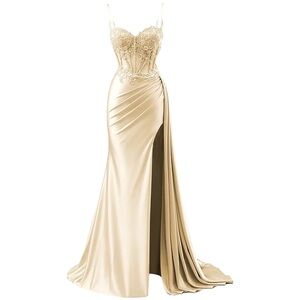 Elegant Champagne Evening Gown